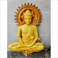 Fiber Buddha Mural Statue - Handmade Resin, 52'' Height X 38'' Width X 6'' Base | Golden And White Finish, Easy To Clean, Light Weight, Rust Proof, Washable, Polished Surface