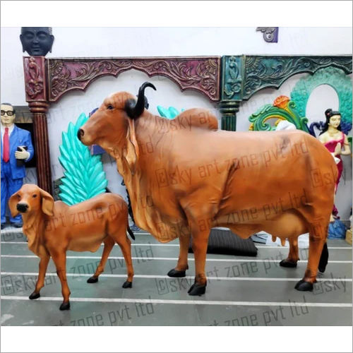 Dark Brown Cow Fiberglass Statue