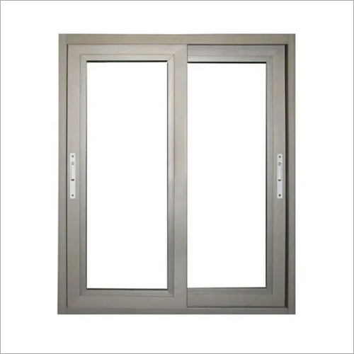 2 Track Aluminium Sliding Window - Toughened 6 mm Glass, Powder Coated Grey Finish | Ideal for Residential Use, Vertical Opening Pattern