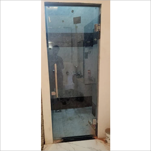 Toughened Hinged Glass Door - 10 mm Thick Transparent Toughened Glass Inward/Outward Open Style Left Lock Handle Position | Plain Design Ideal for Residential and Commercial Use