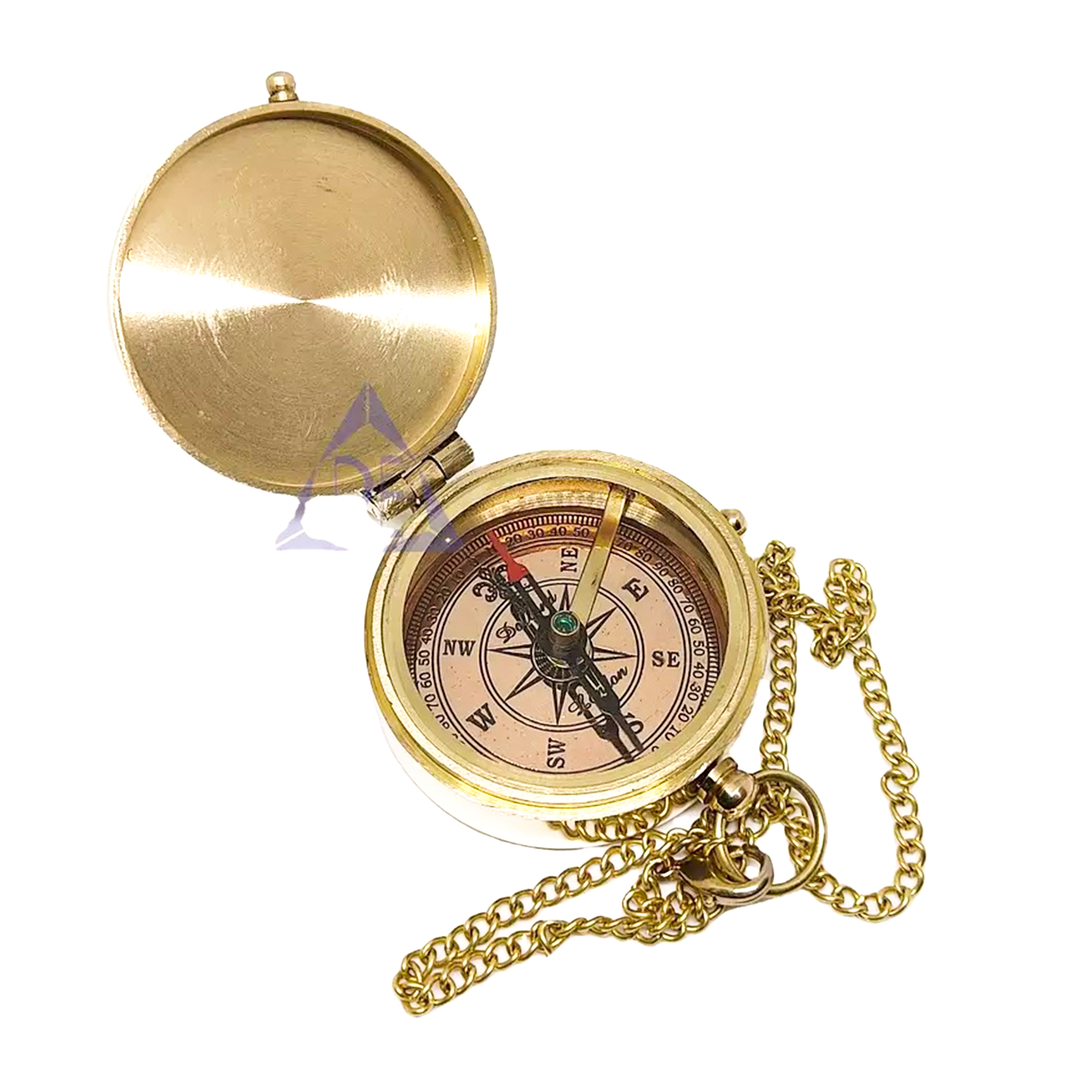 Brass Beautiful Personalized Engraved Pocket compass With Chain