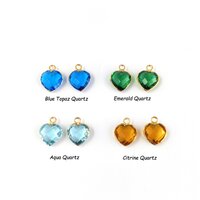 Gemstone Heart Shape Pendant Gold Electroplate Gemstone Heart Shape Charms Pendant Size: Stone Size 12 Mm
