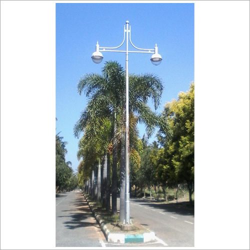 Outdoor Decorative Light Pole - Mild Steel, Silver Color | Elegant Design with Enhanced Lighting Feature
