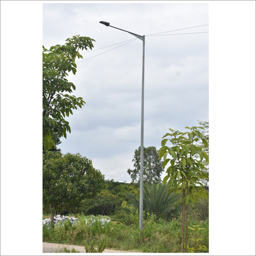 Single Arm MS Street Light Pole - Mild Steel, Silver Finish | High-Performance Lighting Solution