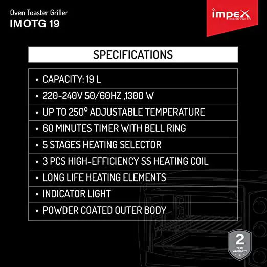Impex Oven Toaster Grill.