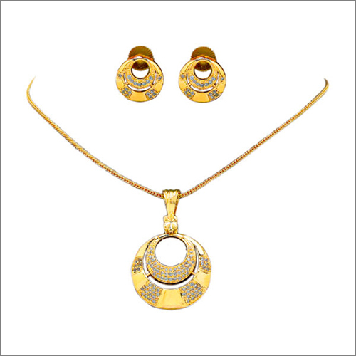 Chain With Pendant And Earring - Gold Jewelry Set with Charm Pendant and Zircon Stones | Perfect for Parties and Gifts, Designed for Women