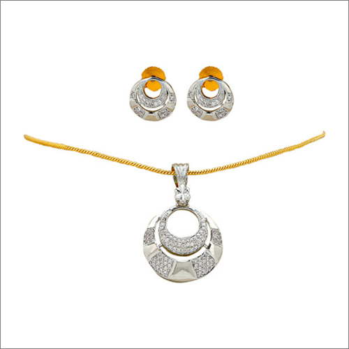 Chain With Pendant And Earring - Gold, Charm Pendant with Zircon Stone | Fine Jewelry Set for Women, Ideal for Gifts and Parties
