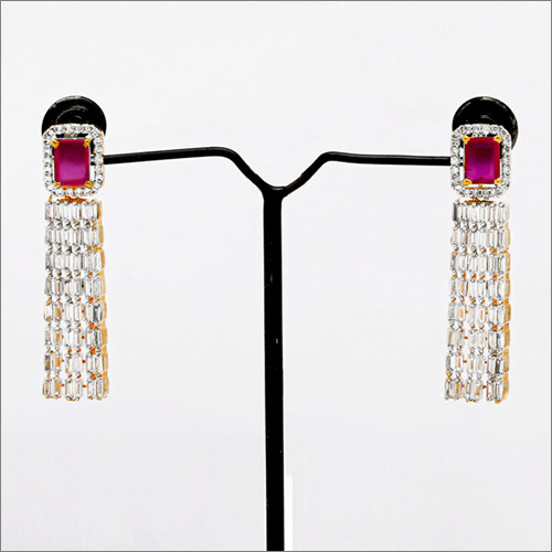 Stone Earring - Alloy Construction, Ruby Accents for Women | Ideal Gift for Parties