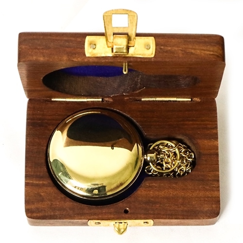 Nautical Push Button Compass with wooden Box