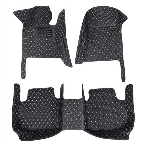 6D Black Car Foot Mat - PVC Material Hand Washable Waterproof | Carbon Fiber Embossed Pattern Maximum Coverage with Raised Edges
