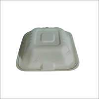 Bagasse Clamshell Box - White Paper, Standard Size, Matte Laminated Finish | Ideal For Greasy Food Packaging
