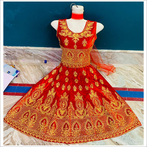 Velvet Red  Fabric  Lehenga