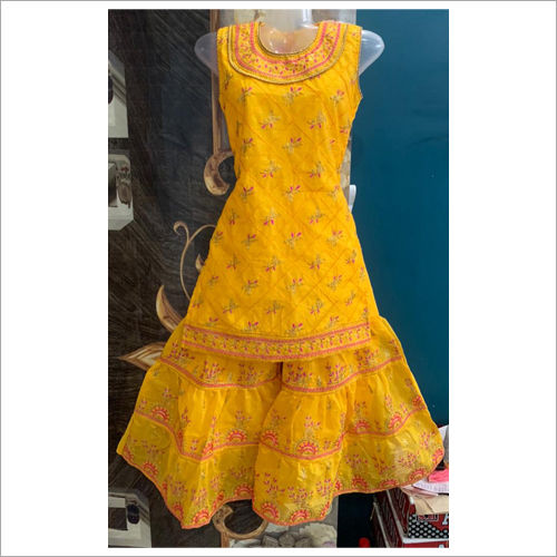 Chanderi  Cotton Yellow Dress Gender: Girls