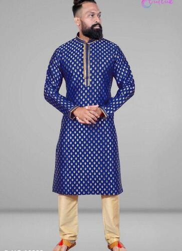 Mens Pure Silk Butti Jacquard Kurtas And Pajamas...