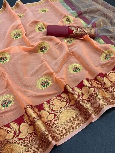 Arohi Peach Cotton Silk