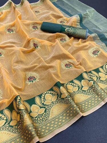 Arohi Orange Cotton Silk Saree
