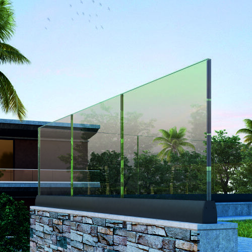 SG 31 CPT - Glass Aluminum Surface Mount, Custom Thickness | Modern, Durable, Weatherproof, Transparent Anodized Finish