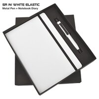 2 in 1 Pen Diary Combo Set Sr 141 White Elastic