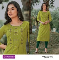 Women Styles Rayon Embroidery Kurtis...