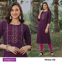 Women Styles Rayon Embroidery Kurtis...