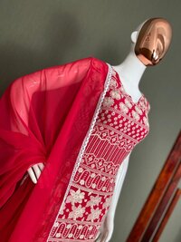 FAUX GEORGETTE WITH COTTON THREADS EMBROIDERY WORK SALWAR SUITS...