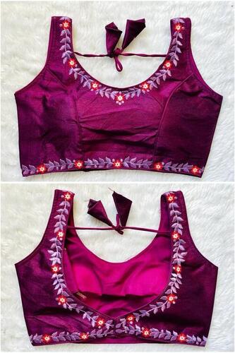 Women Phantom Silk Viscos Embroidery work Blouse...