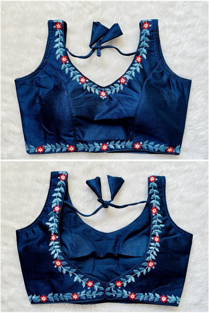 Women Phantom Silk Viscos Embroidery work Blouse...