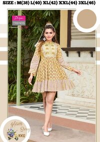 Women Cotton Print With Embroidery Work Frocks...