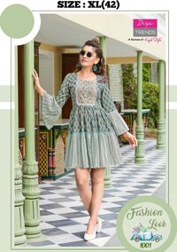 Women Cotton Print With Embroidery Work Frocks...