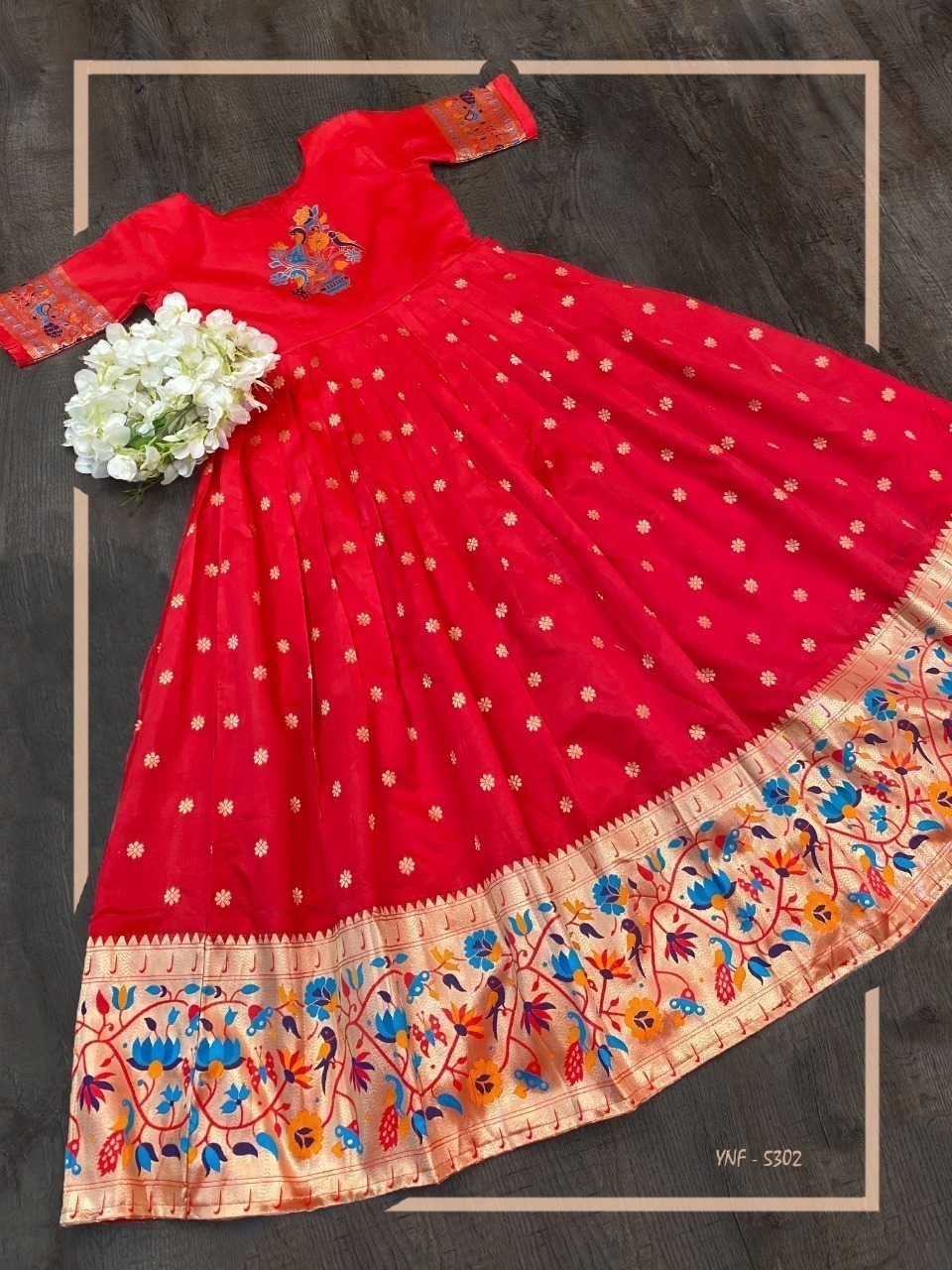 Women Banarasi Silk Jacquard Gowns...