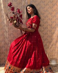 Women Banarasi Silk Jacquard Gowns...