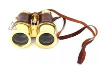 Nautical Brass Leather Hand Held Binoculars 6 Inch Telescope Decor Home
