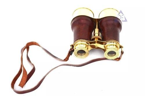 Nautical Brass Leather Hand Held Binoculars 6 Inch Telescope Decor Home