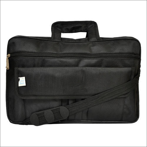 Office Laptop Bag - PU Material, Medium Size, Matte Black | Main Compartment with Front Pocket, Additional Pocket, Adjustable Handle and Shoulder Pad