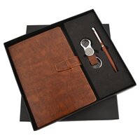 3 in 1 Pen Diary Keychain Combo Set Sr 157 Textured Leather 3 in 1