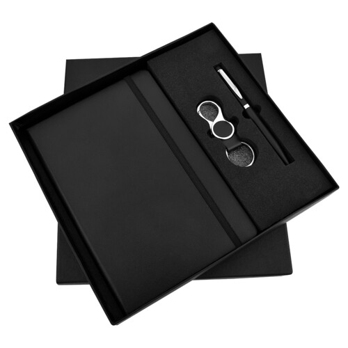 3 in 1 Pen Diary Keychain Combo Set Sr 158 Black Elastic