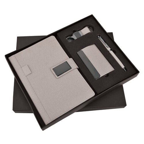 4 In 1 Pen Diary Keychain Cardholder Combo Set Sr 164 Grey Jute - Shape: Rectangle