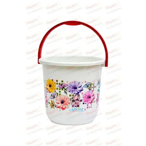 20 Liter White Floral Water Bucket - Hardness: Rigid