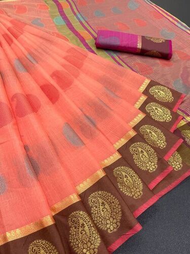 Casual Mango Butta Pink Cotton Silk Saree