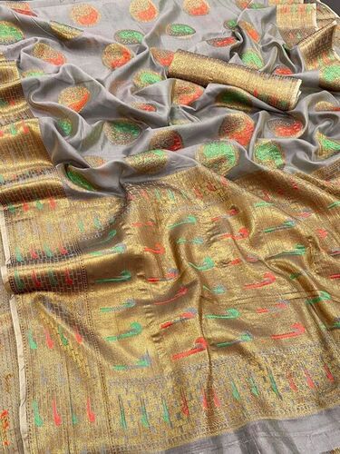 Hockey Grey Organza Saree