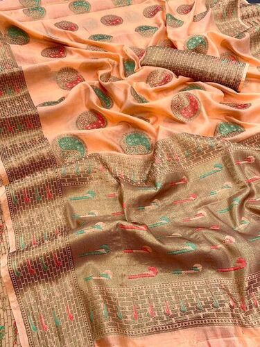 Hockey Orange Organza Saree