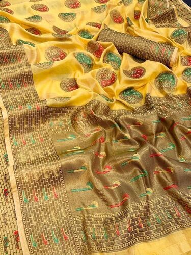 Hockey Yellow Organza Saree