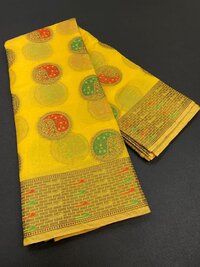 Hockey Yellow Organza Saree
