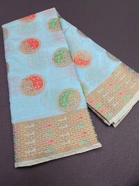 Hockey Sky-Blue Organza Saree