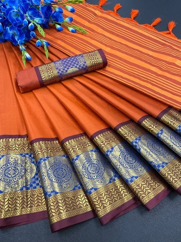 Ayanshi Orange Cotton Silk Saree