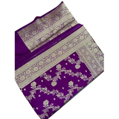 Party Wear 6.3M Purple Katan Silk Saree