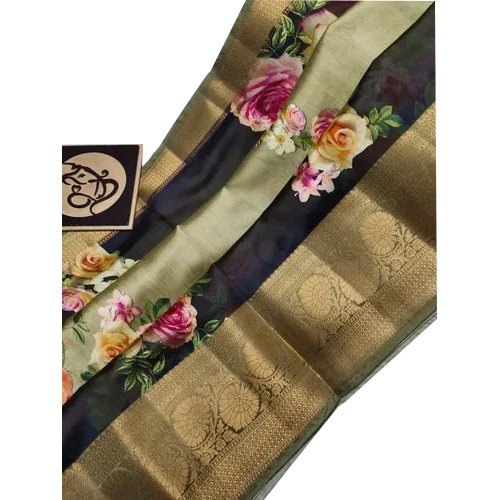 Multicolor Linen Digital Print Saree