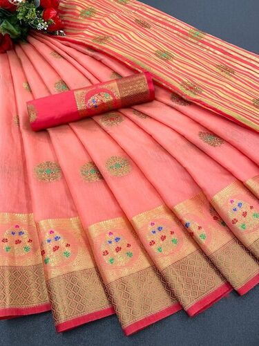 Viha Pink Cotton Silk Saree