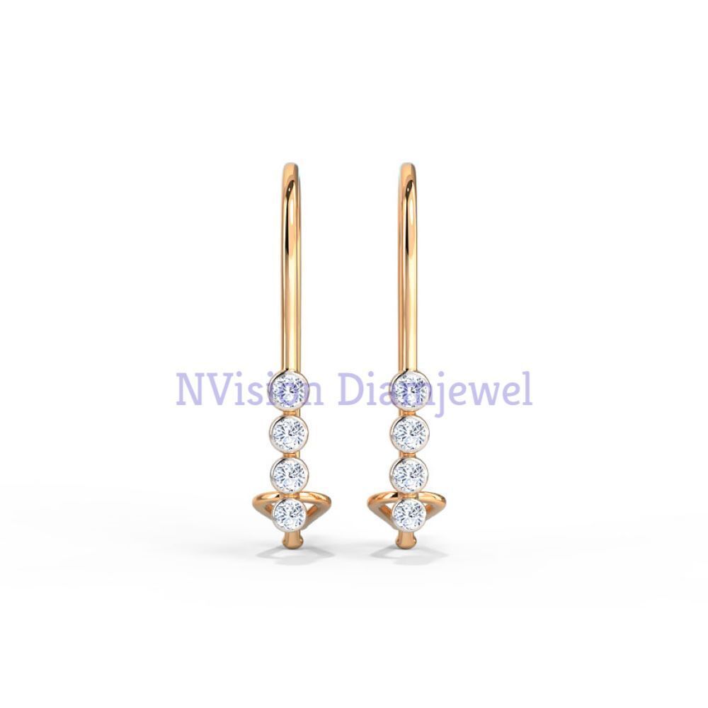 Natural Diamond Linear Drop Earring