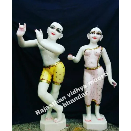 Iskcon Radha Krishna Marble Statue - Various Sizes Available | Eco-Friendly, Easy To Clean, Indian Religious Sculpture